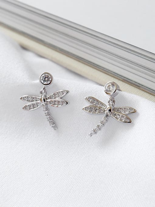 Arya Sterling Silver with tiny Zirconia Dragonfly ear studs