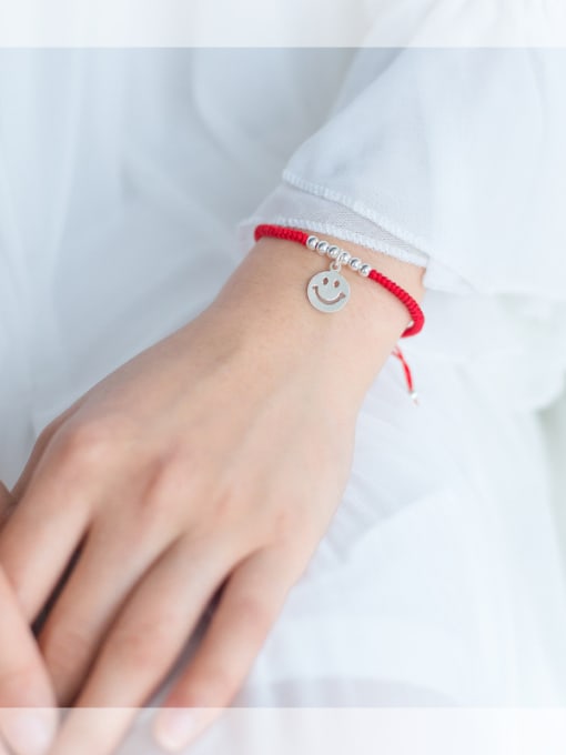 Tina sterling silver smile woven red thread bracelet