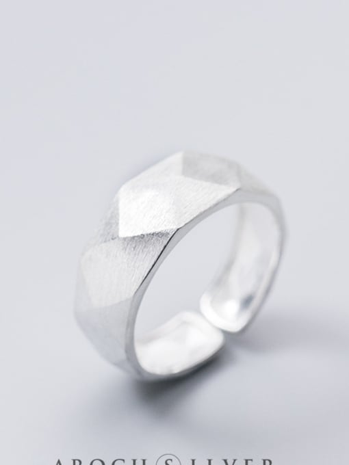 Tina S925 Silver Ring female wind simple cut wire face cut ring temperament personality opening index finger ring J4460