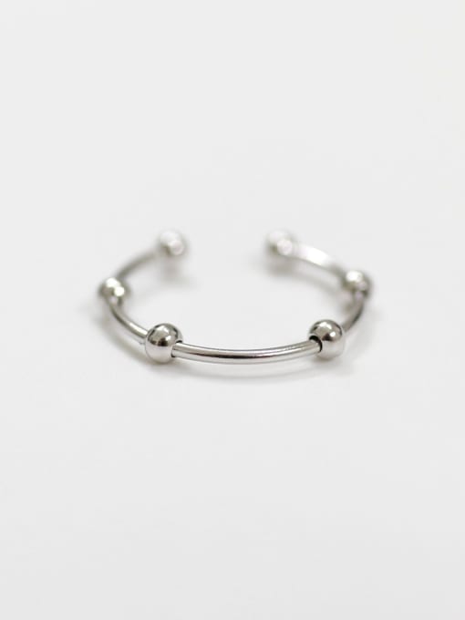 Arya Personalized Simple Tiny Beads Silver Opening Ring
