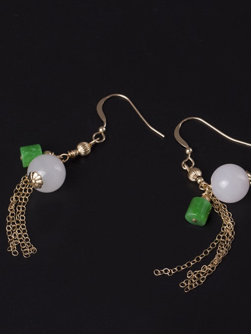 Christian Temperament Ntural White Jade Hook Earrings