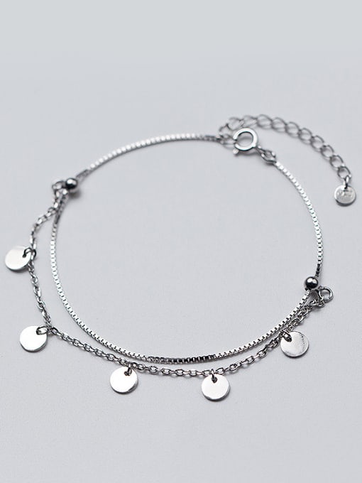 Tina Adjustable Double Layer Round Shaped S925 Silver Bracelet