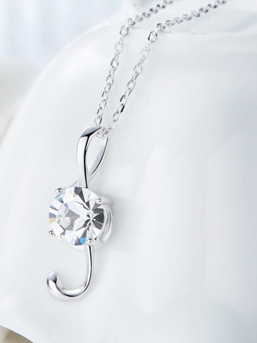 Maja Simple Music Note Cubic Swarovski Crystal Pendant 925 Silver Necklace