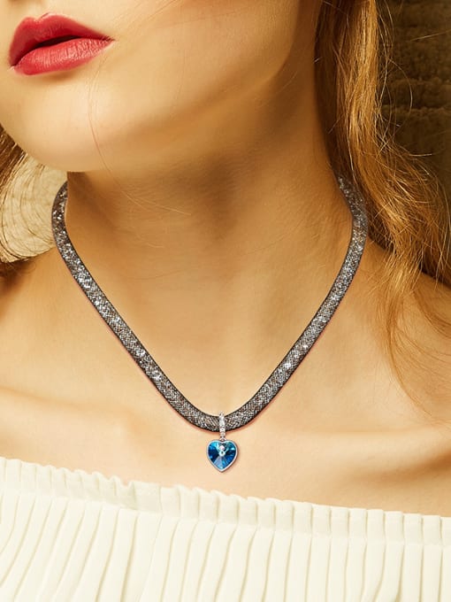 Maja Fashion Heart shaped Swarovski Crystal Copper Necklace