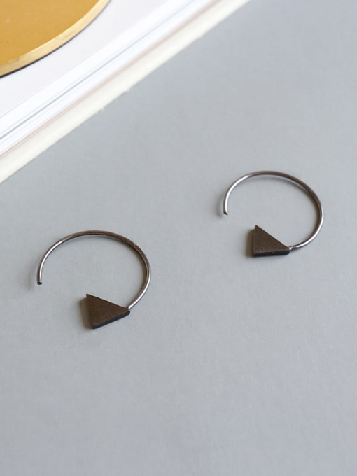 Arya Sterling Silver Geometric Triangle Minimalist Brushed Earrings