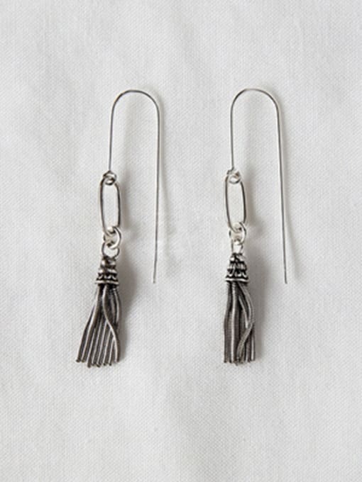 Arya Retro style Little Tassels Antique Silver Plated Earrings