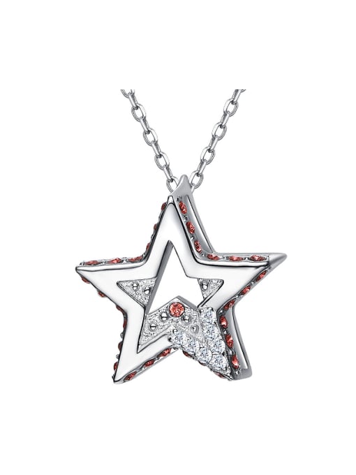 Maja Simple Hollow Star Zircon Silver Necklace