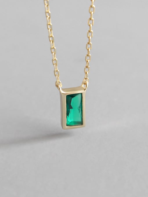 Arya Sterling Silver Compact Mini geometric square Zircon Necklace