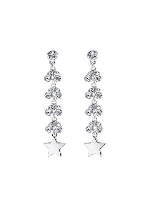 Maja Fashion Cubic Crystals Little Star Copper Drop Earrings