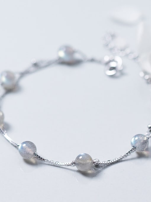 Tina Double layer moonstone  Gradient gray  S925 silver bracelet