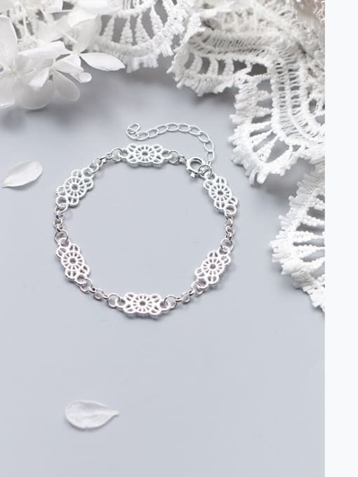 Tina S925 silver Openwork flowers   Lace bracelet