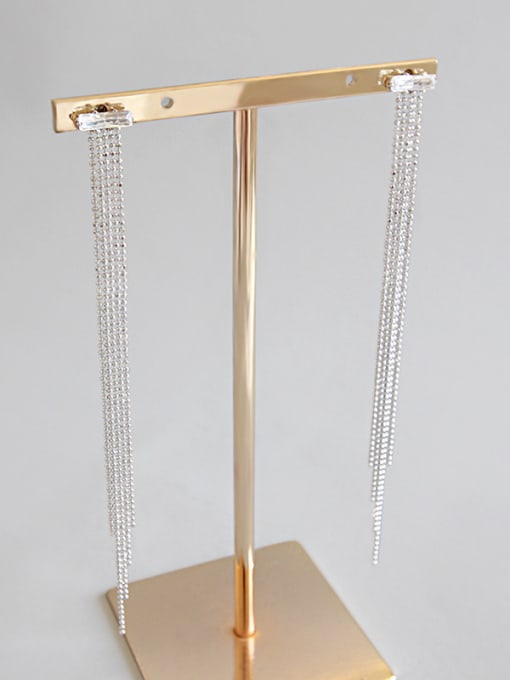 Arya Sterling Silver temperament and square zircon long earrings