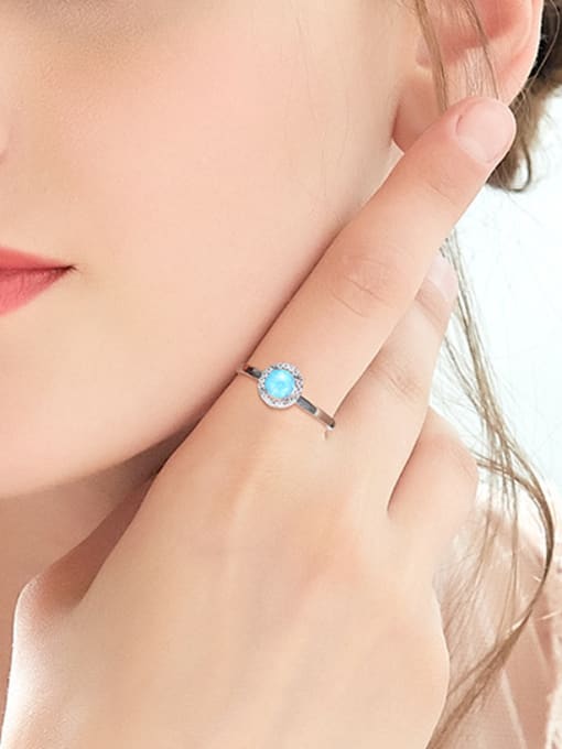 Maja Fashion Opal stone Tiny Zirconias 925 Silver Ring