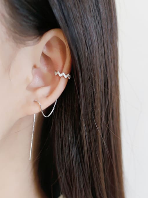 Arya Fashion Cubic Tiny Zircon Silver Line Earrings