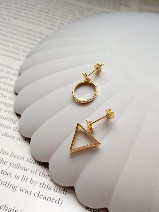 Jolie Silver Sterling Silver geometric triangle asymmetrical gold ear studs