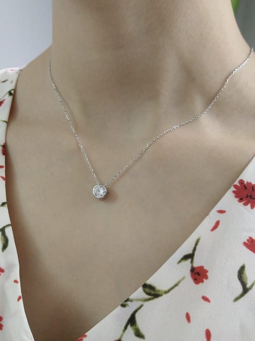 Jolie Silver Sterling Silver single style AAA Zircon Necklace