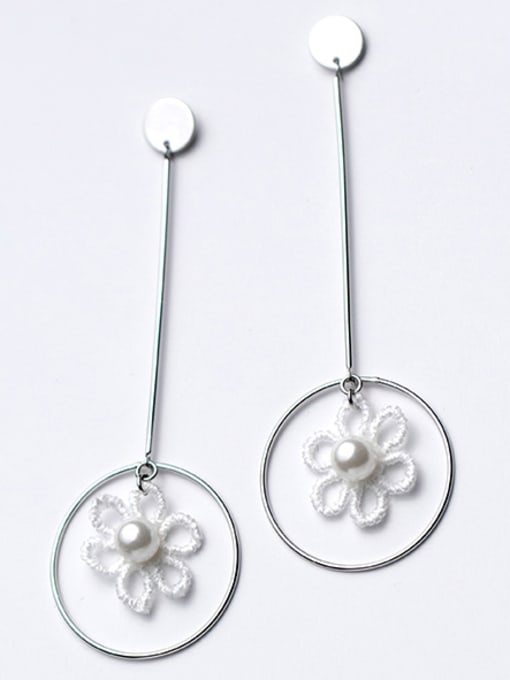 Tina Temperament Flower Shaped S925 Silver Pearl Drop Earrings