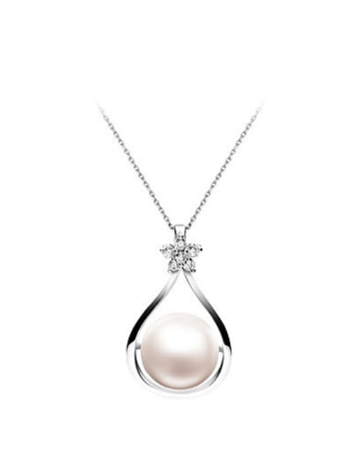 Evita Peroni Freshwater Pearl Flower Water Drop shaped Necklace