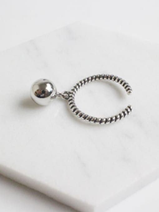 Arya Simple Smooth Bead Silver Opening Ring