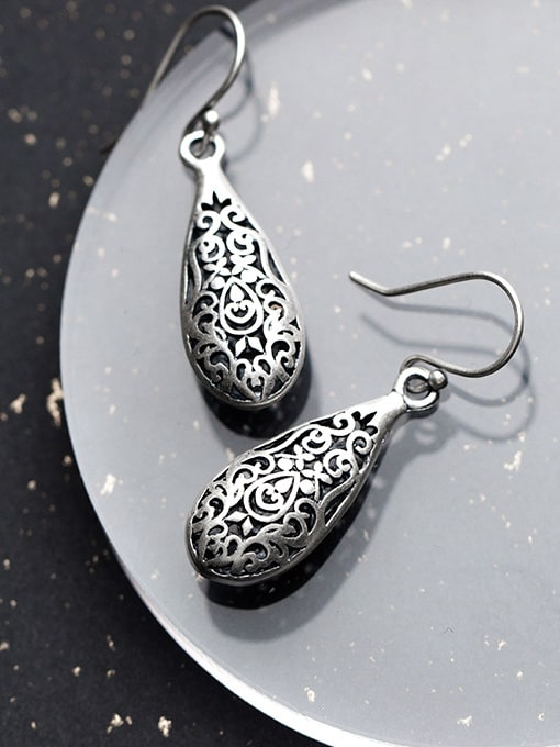 Tina Retro Water Drop Shaped S999 Silver Drop Earrings