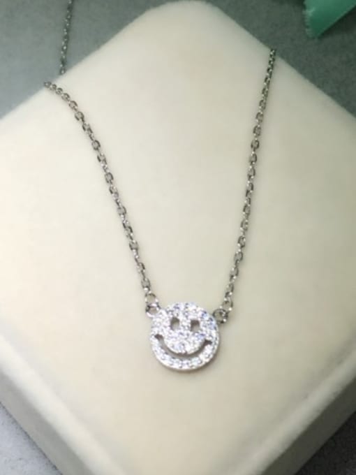 Tina All-match Smiling Face Shaped Rhinestone S925 Silver Necklace