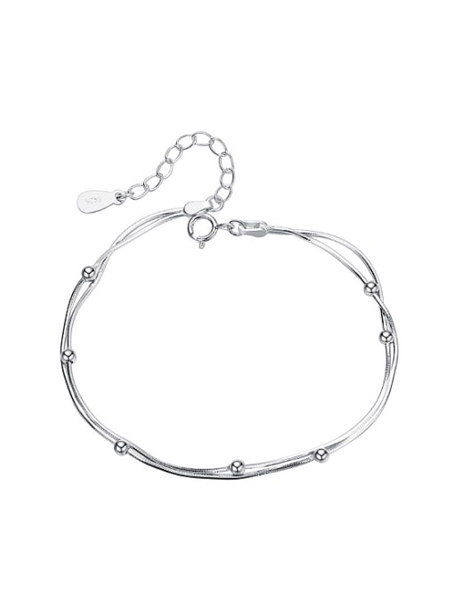 Maja Simple Tiny Beads Double Layer 925 Silver Bracelet