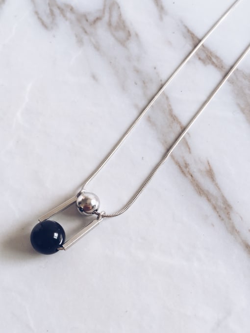 Jolie Silver Sterling silver black agate necklace