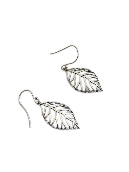 Arya Personalized Hollow Leaf Antique Silver Plated Earrings