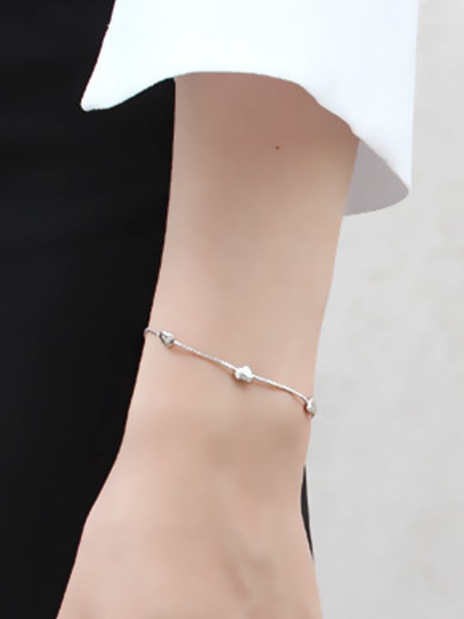 Arya Simple Tiny Hearts Smooth Silver Women Bracelet