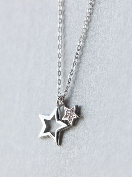 Tina Trendy Star Shaped S925 Silver Rhinestone Necklace