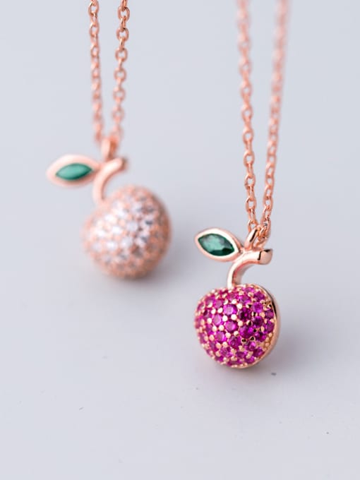 Tina 925 Sterling Silver With 18k Rose Gold Plated Cute Friut apple Necklaces