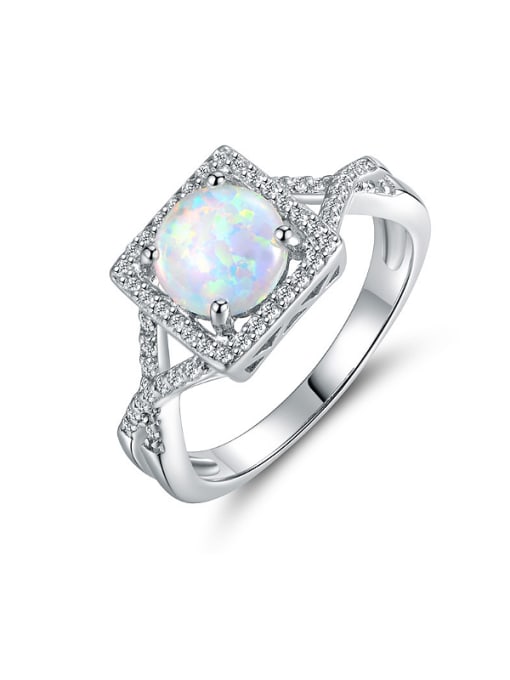 Chris Square Opal Stone Engagement Ring