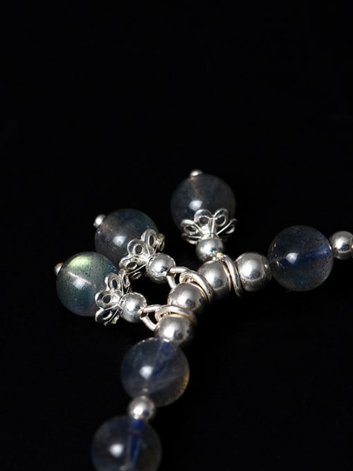 Christian Natural Moonlight Stone Silver Bracelet