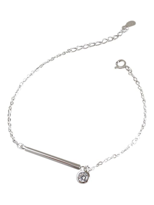 Arya Sterling Silver geometric long Zirconia Pendant Bracelet