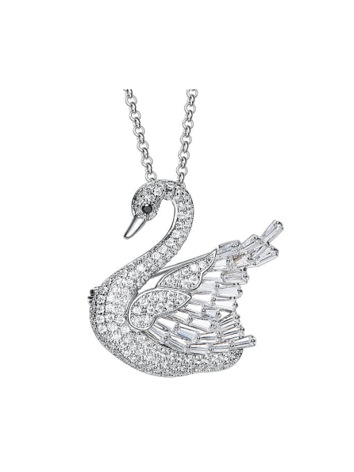 Maja Elegant White Zircon Platinum Plated Swan Sweater Chain