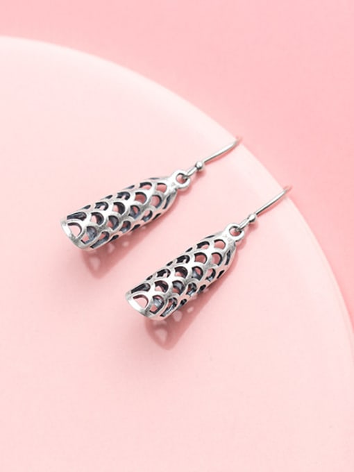 Tina Vintage Holow Geometric Shaped S925 Silver Drop Earrings