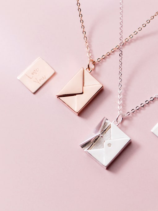 Tina Sterling Silver simple square envelopes love letter necklace