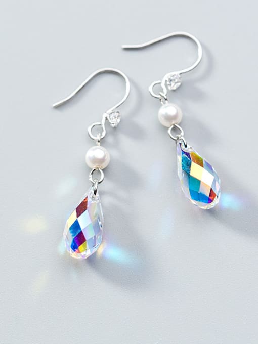 Tina Elegant Colorful Water Drop Crystal S925 Silver Drop Earrings