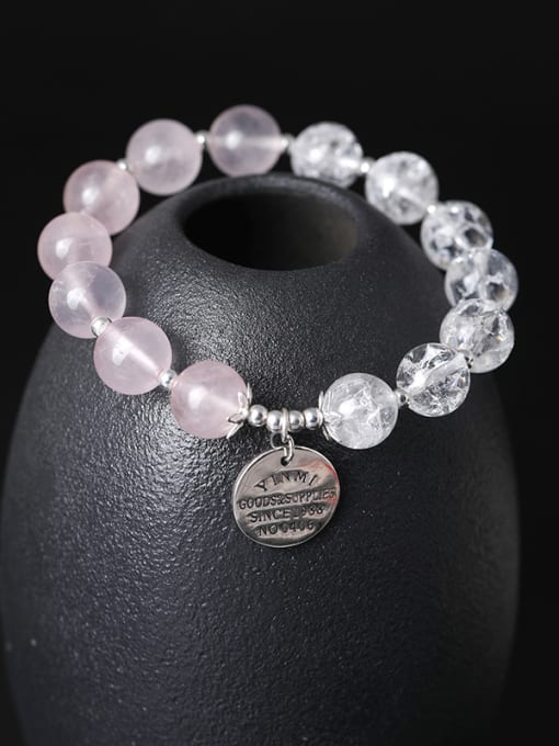 Christian Fashion Natural Crystal Beads 925 Silver Charm Bracelet