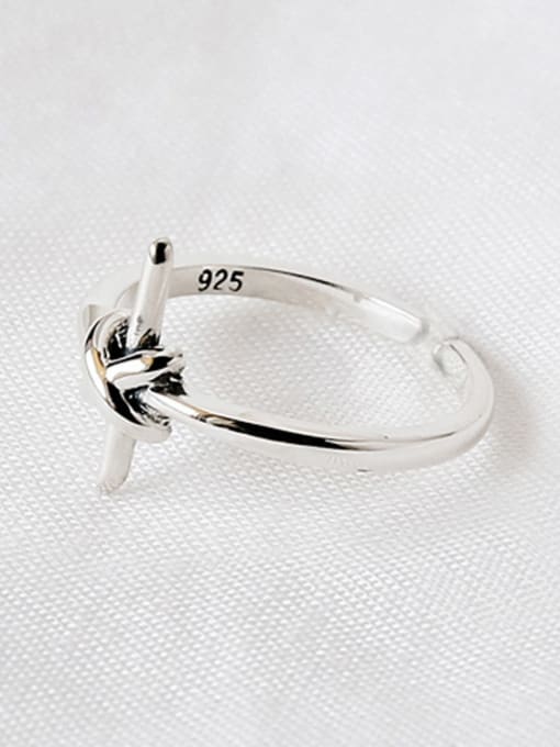 Arya Personalized Little Cross Knot Silver Opening Ring