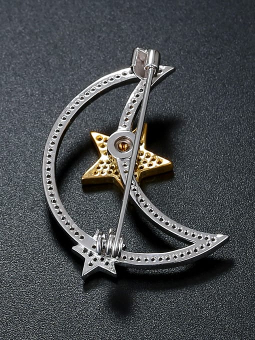 Armadani Copper inlaid AAA zircon moon star Brooch