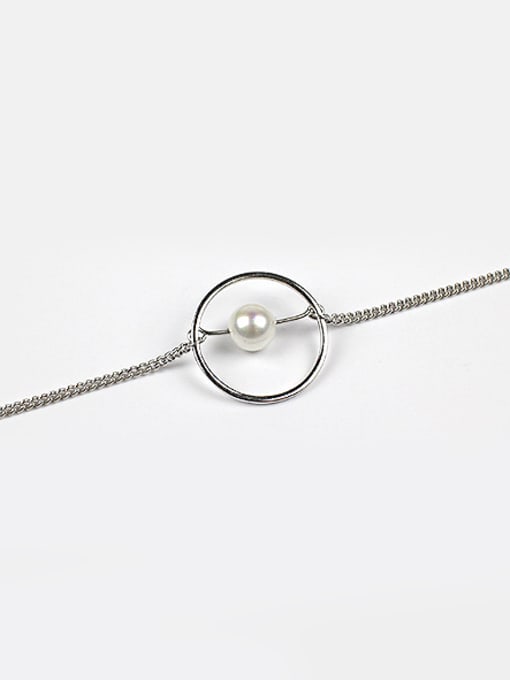 Arya Simple White Artificial Pearl Silver Bracelet