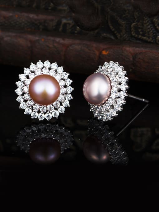 Chris Pink Freshwater Pearl Cluster earring