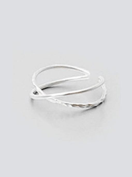 Arya Two-band X-shaped Simple Silver Smooth Opening Ring