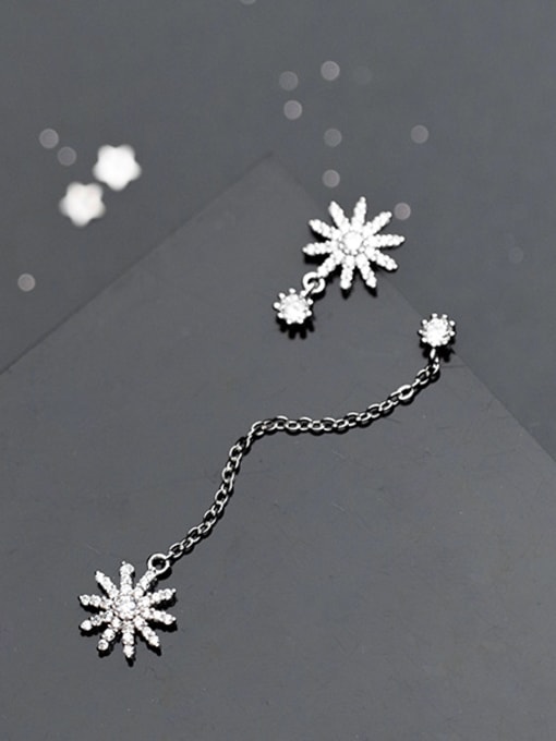 Tina Fresh Snowflake Shaped Asymmetric Zircon Drop Earrings