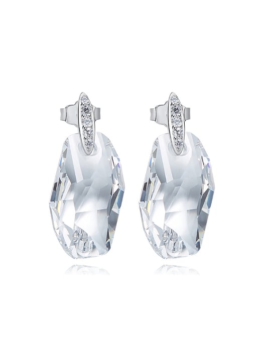 Maja Simple Clear Swarovski Crystal 925 Silver Stud Earrings