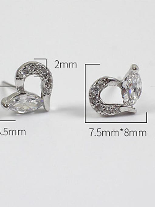 Arya Fashion Tiny Marquise Zirconias Heart Silver Stud Earrings