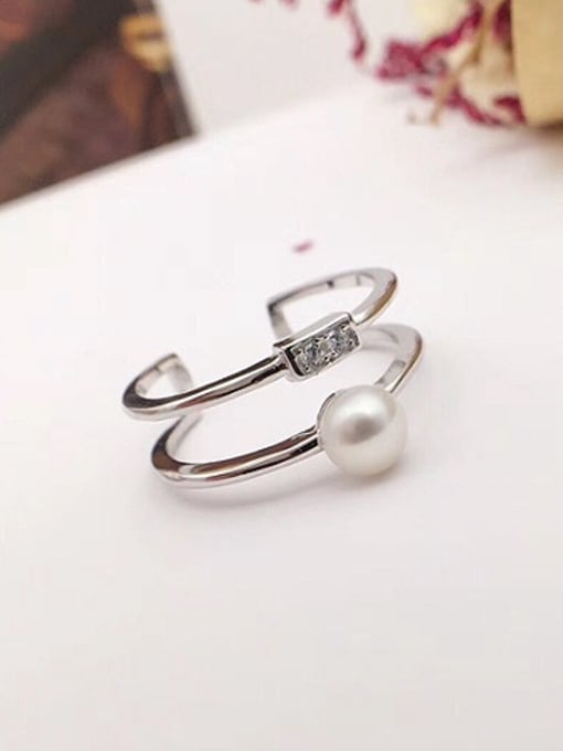 Evita Peroni Freshwater Pearl Double-brand Stacking Ring