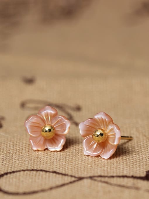 Christian S925 Silver Shell Flower stud Earring