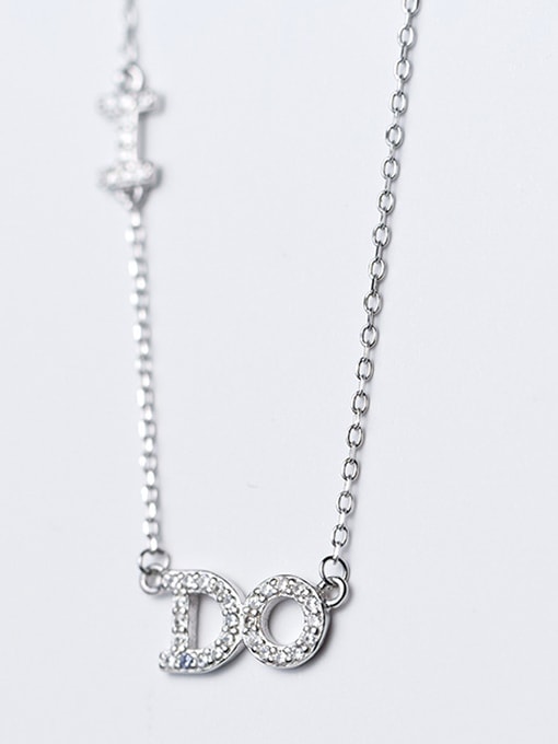 Tina Fashion Monogrammed Shaped Rhinestones S925 Silver Necklace